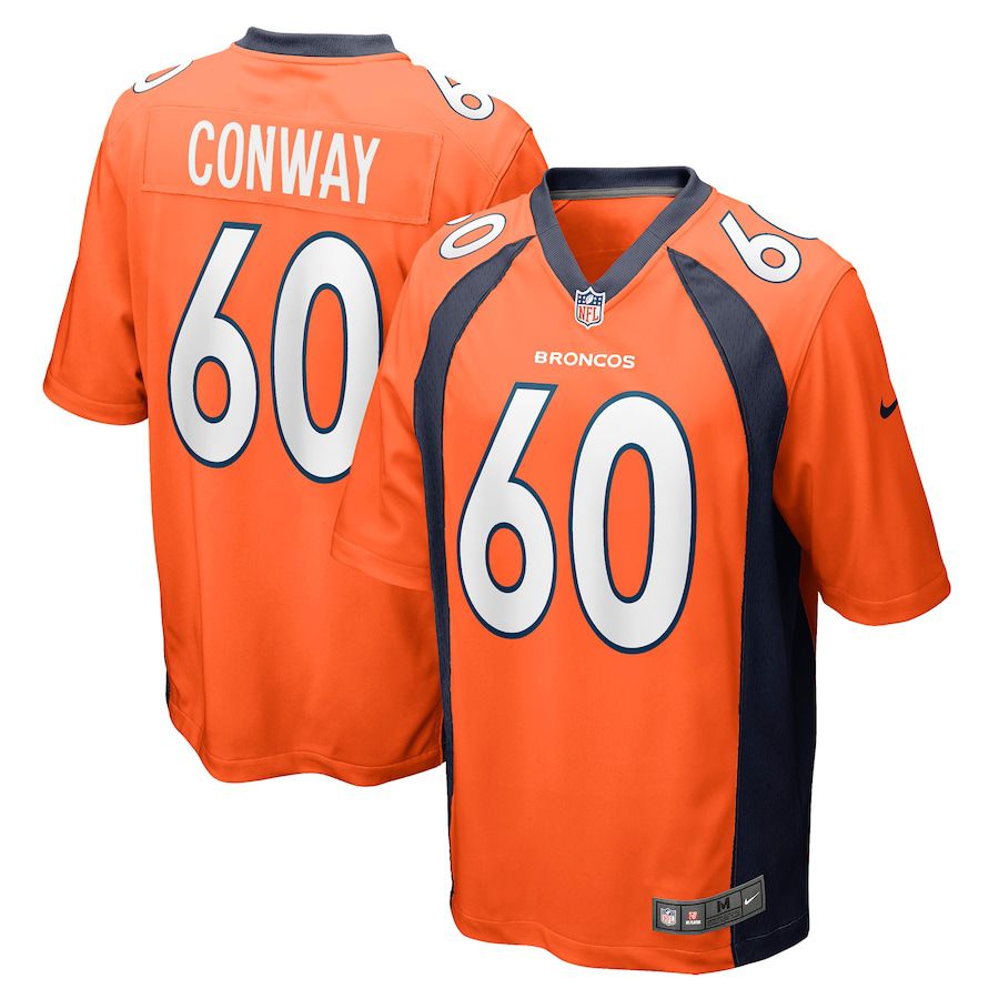 Men Denver Broncos 60 Cody Conway Nike Orange Game NFL Jersey